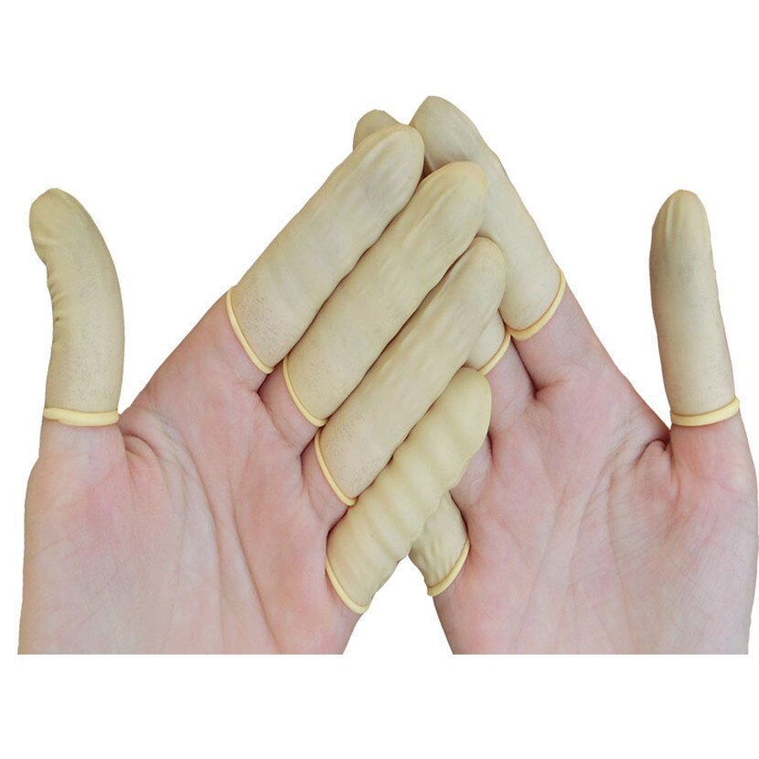 100 stk latex finger barnesenge manicure arbejdshandsker skridsikker antistatisk latex fingerspids fingre beskyttelse engangs gummidæksler