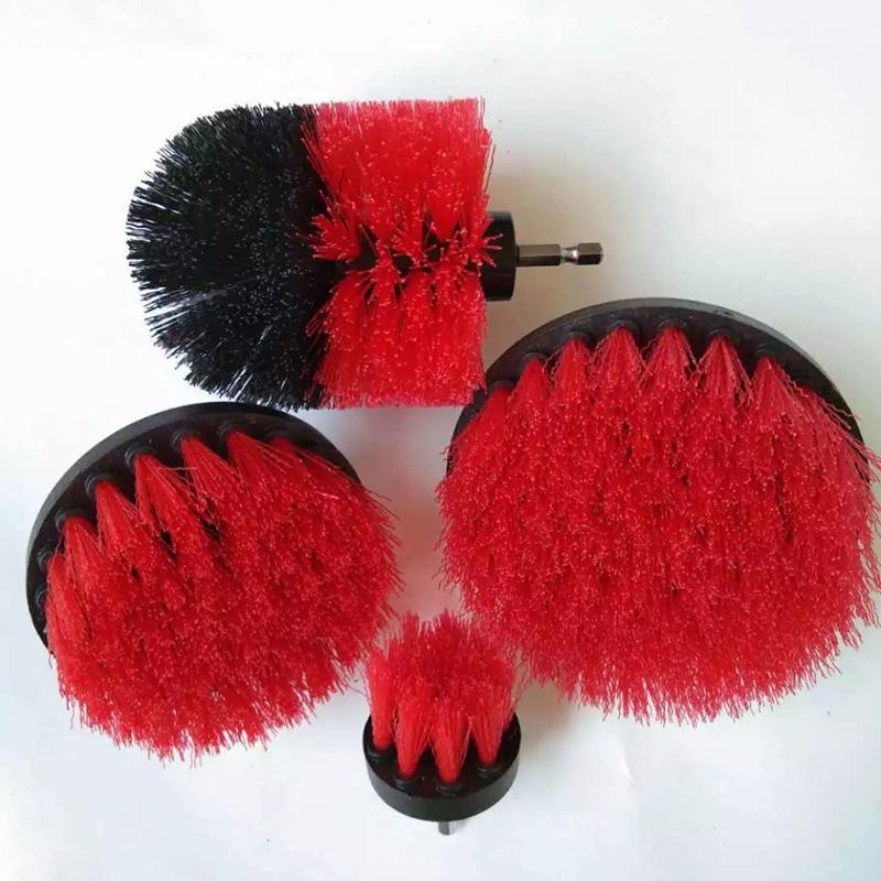 4 Pcs/Set Electric Drill Brush Power Scrubber Brush Drill Clean for Tub Shower Bathroom Surfaces Tile Grout Scrub Cleaning Tool: Red