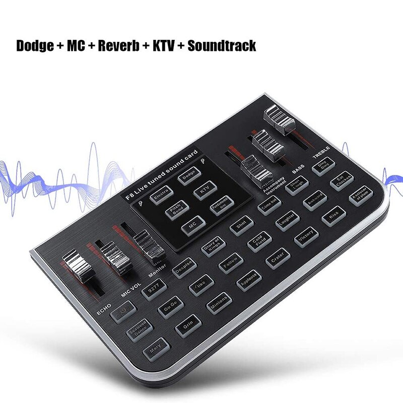 F8 Live Sound Card Built-in Dual DSP Noise Reduction Chip Voice Change Audio Mixer Adapter Card With 18 Funny Sound Effect