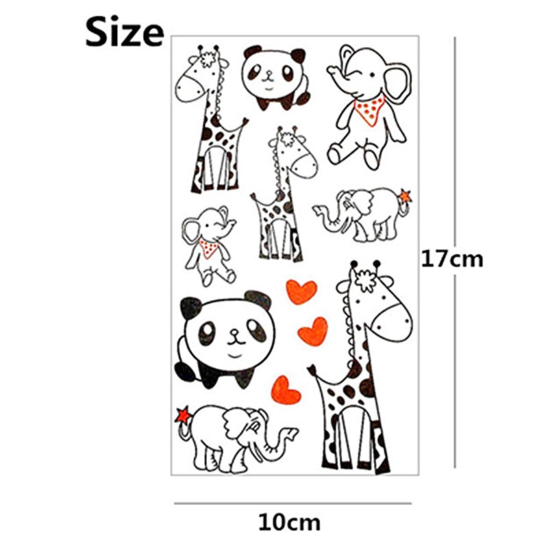 SHNAPIGN l'heureux Zoo girafe Panda éléphant enfant temporaire Art corporel Flash Tato autocollant 10*17 cm étanche henné