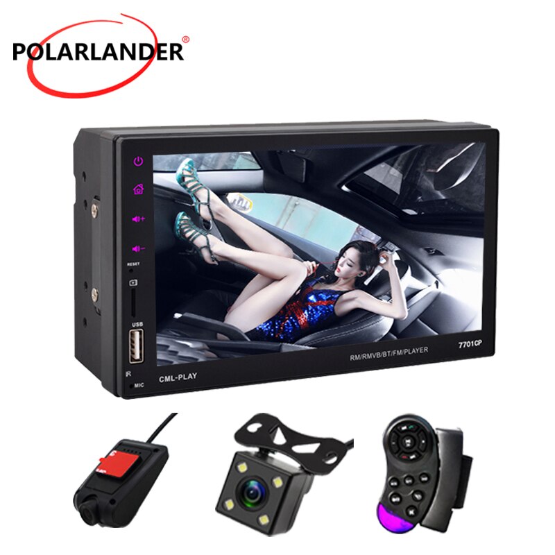 Car Radio MP5 Mirror Link Rear View Camera USB Full HD FM Remote Control 2din 1024P Bluetooth Android 7” AUX IN ISO