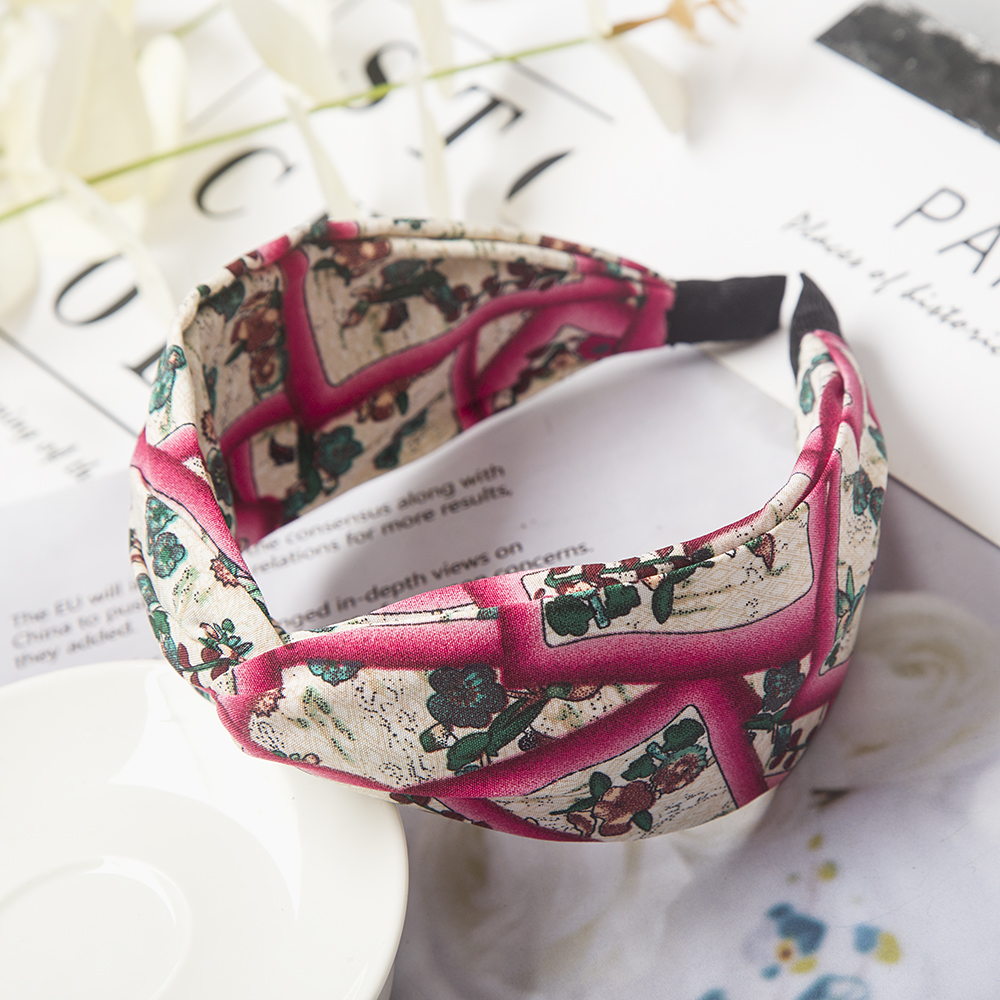 Kwiatowy nadruk wiązane opaski na głowę Bezel Turban elastyczna kokarda krzyżowa opaski do włosów dla kobiet obręcze do włosów opaski dziewczęce akcesoria do włosów biżuteria: Ciemnoszary