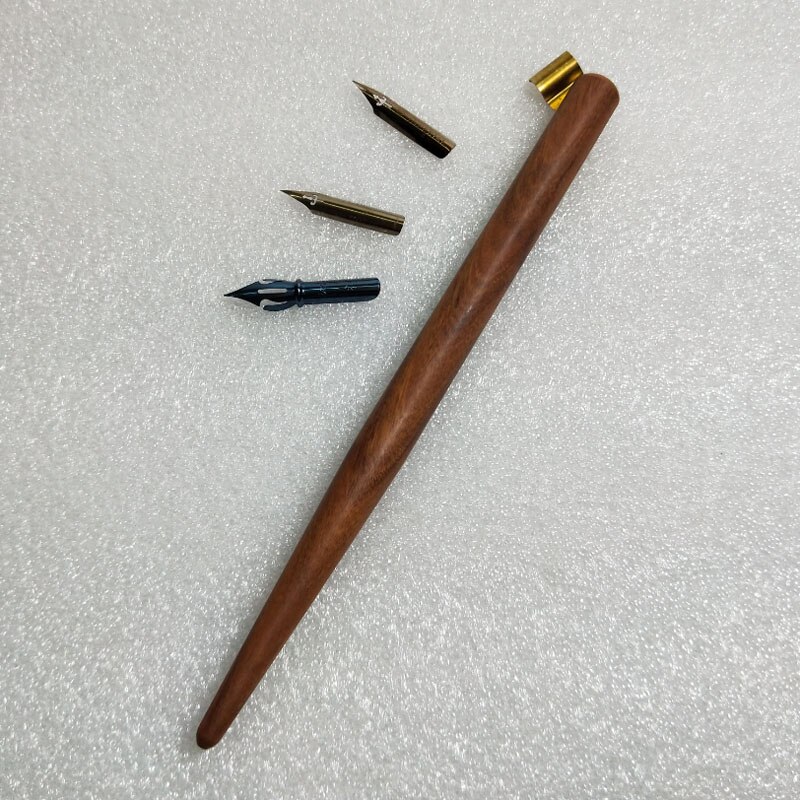 Rosewood Oblique Calligraphy Dip Pen with 1 Pen Holder 3 Nibs Dip Pen English Copperplate Script Antique Dip Pen Set