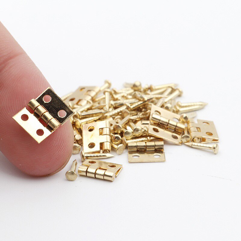 Mini bisagra de Metal para manualidades, caja pequeña de cobre puro, bisagras plegables a tope para manualidades, joyería con de puerta, suministros de cajas, 8x10mm, 10 Uds.