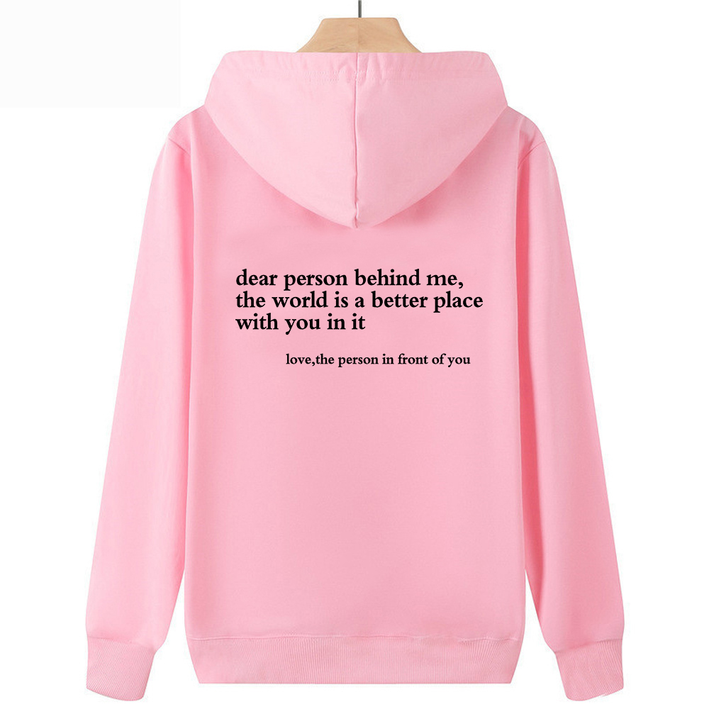 Querida persona detrás de mí Sudadera con capucha Suéter de salud mental Suéter con mensaje positivo: XXL / Rosa