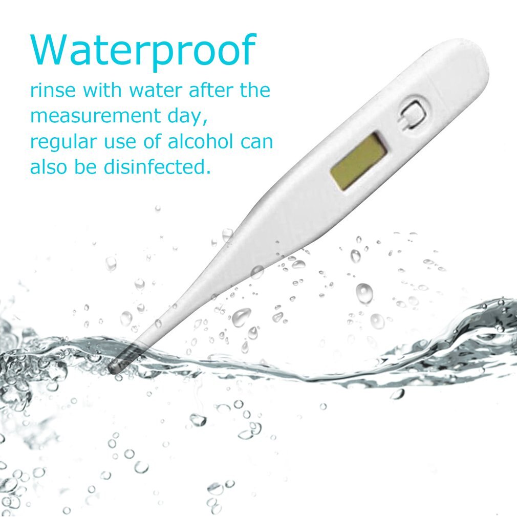 Digital Thermometer LCD Display Square Head Waterproof High Precision body thermometer Home Health Fever Pyrometer: Default Title
