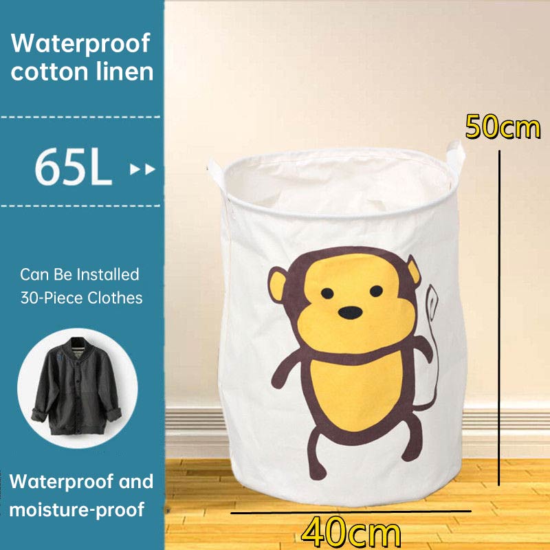Household Dirty Clothes Hamper Basket Folding Over Sized Toy Storage Bucket Laundry Hampers with Easy Carry Extended Handles: M