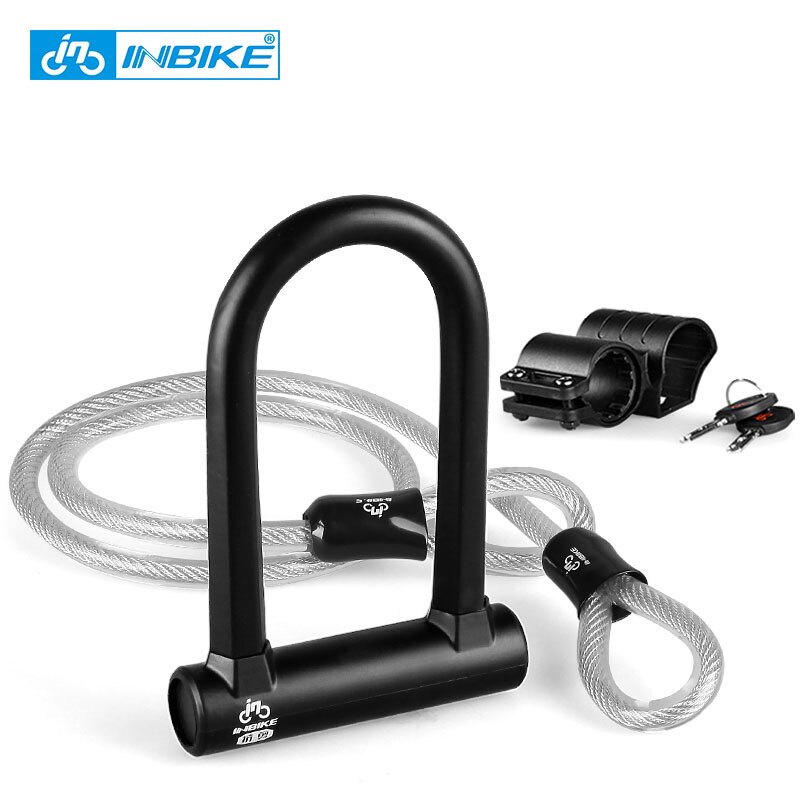 INBIKE Bike U Lock Anti-theft MTB Road Bike Bicycle Lock Cycling Accessories Heavy Duty Steel Security Bike Cable U-Locks Set: Set