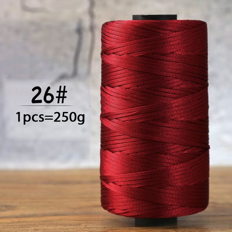 250g summer crochet flat ribbon thread handmade DIY weaving production crochet summer sun hat sandals bag shiny yarn: CORAL RED