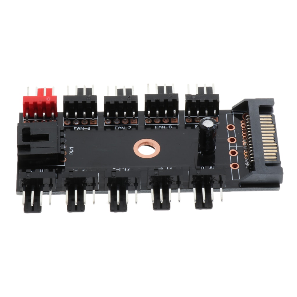 10 Way Cooling SATA Fan Controller Fan Hub Governor For 3Pin & 4Pin Fan
