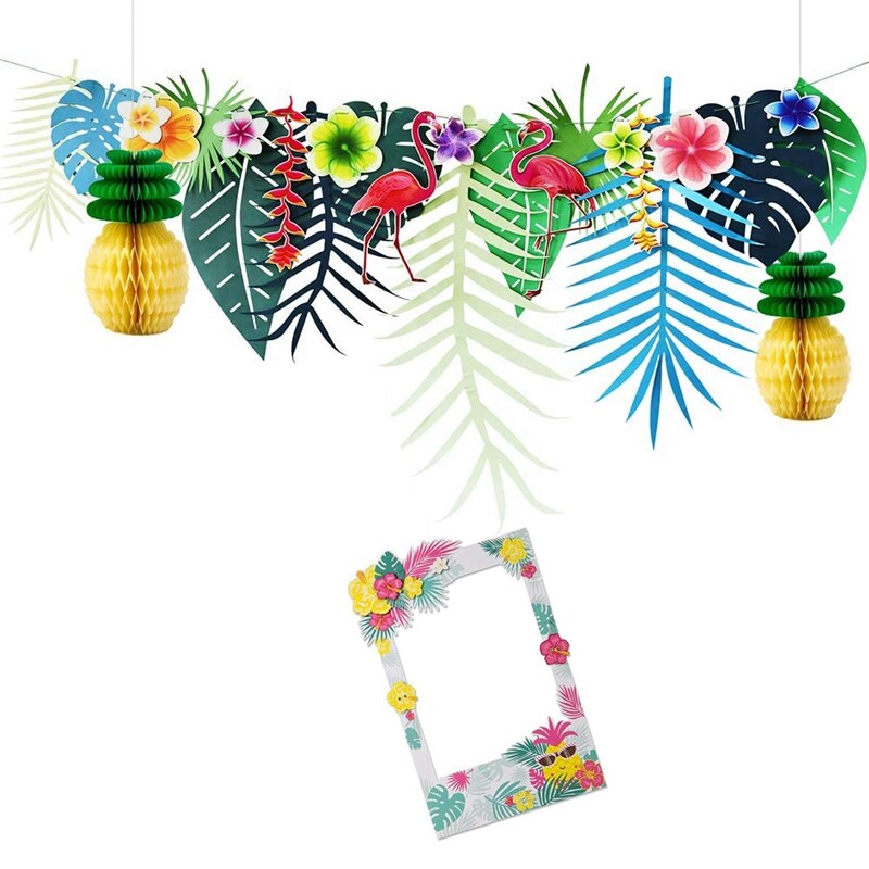 2 in 1 luau fotoboks rekvisitter ramme festartikler - hawaiisk tropisk tiki bursdag baby shower brude dusj bryllup dekorasjon