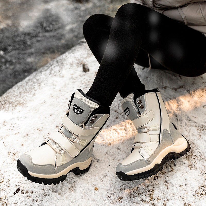 Botas de esquí antideslizantes para mujer, botines de nieve cálidos de media pantorrilla de , cómodos para exteriores, invierno,