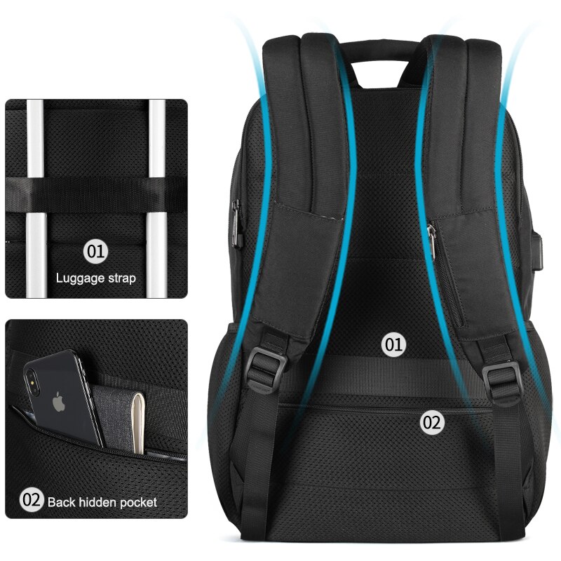 Tigernu-mochila antisuciedad resistente al agua para hombre y mujer, morral resistente al agua con carga USB 15,6, para ordenador portátil,