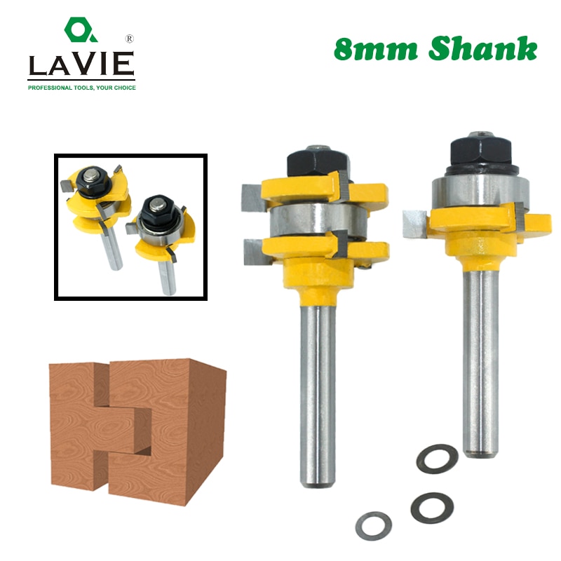 Lavie 2 Stuks 8Mm Schacht Gezamenlijke Monteren Router Bits Tong & Groef T-Slot Frees Voor Hout houtwerk Snijgereedschap MC02121