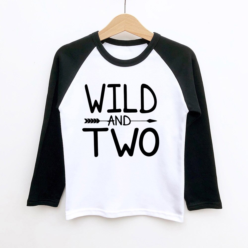 2nd Geburtstag Hemd Unisex Wilde und Zwei Geburtstag Hemd 2nd Geburtstag Junge Mädchen Party T-shirts Kinder T-shirts Kinder Langarm t: HM05-KRTBK- / 3T