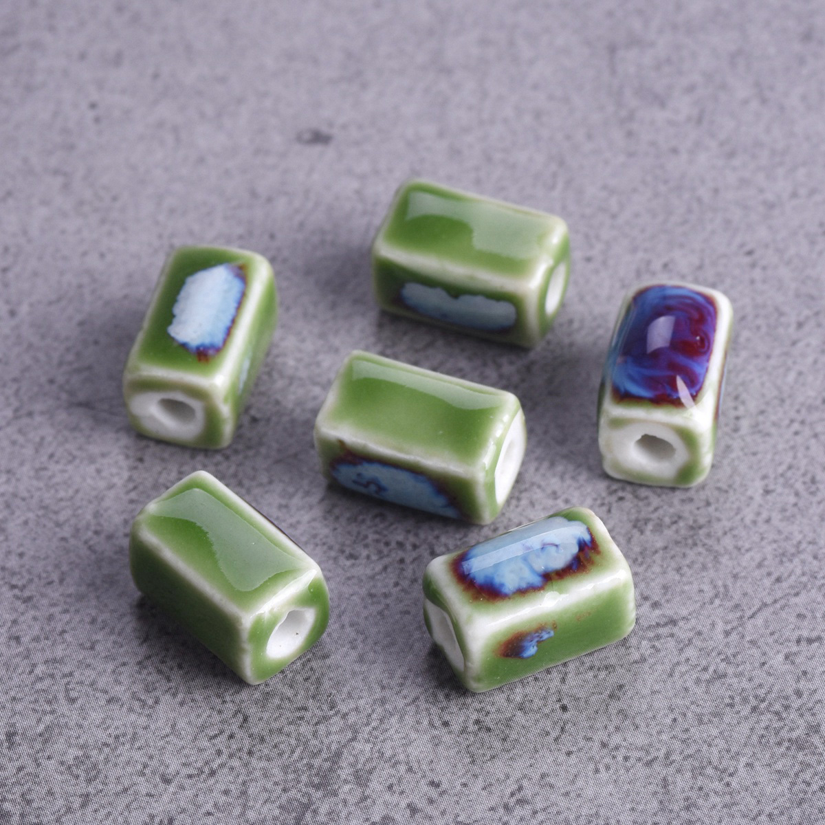 10 pièces Rectangle forme cuboïde 12x8mm fait à la main émaillé émail céramique porcelaine perles en vrac pour la fabrication de bijoux résultats de bricolage: Argent