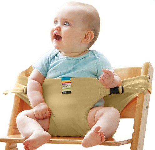 Babystol sikkerhedssele bærbart sæde frokost spisestue sæde stretch wrap fodring sele baby booster стульчик для кормления: Khaki