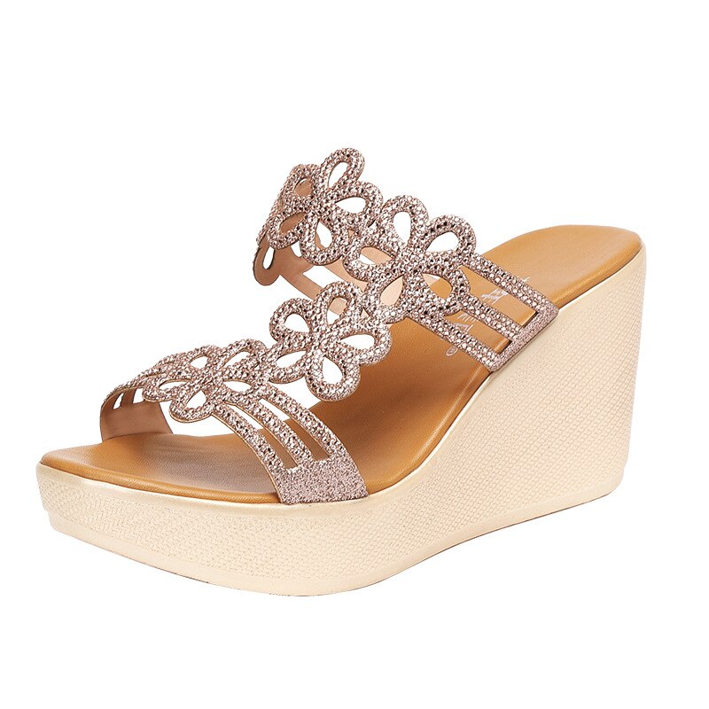 Gktinoo Plus Size 41 Platform Schoenen Zomer Wiggen Slippers Strass Trouwschoenen Hoge Hakken Slides Vrouwen Slipper