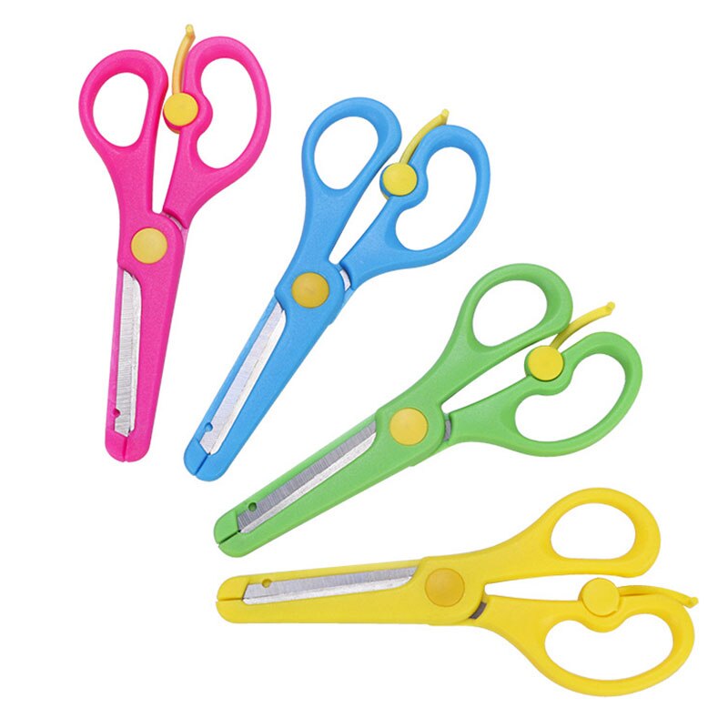 JTSIP Safety Round Head Plastic Scissors Student Paper Cutting Scissors Mini Plastic Craft Scissors School Supplies For Kids