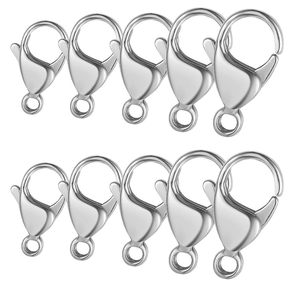 10 unids/lote de cierre de langosta de acero inoxidable 316L pulido con espejo, 9-19mm, cierres de joyería Diy que nunca se decoloran para hacer collares y pulseras