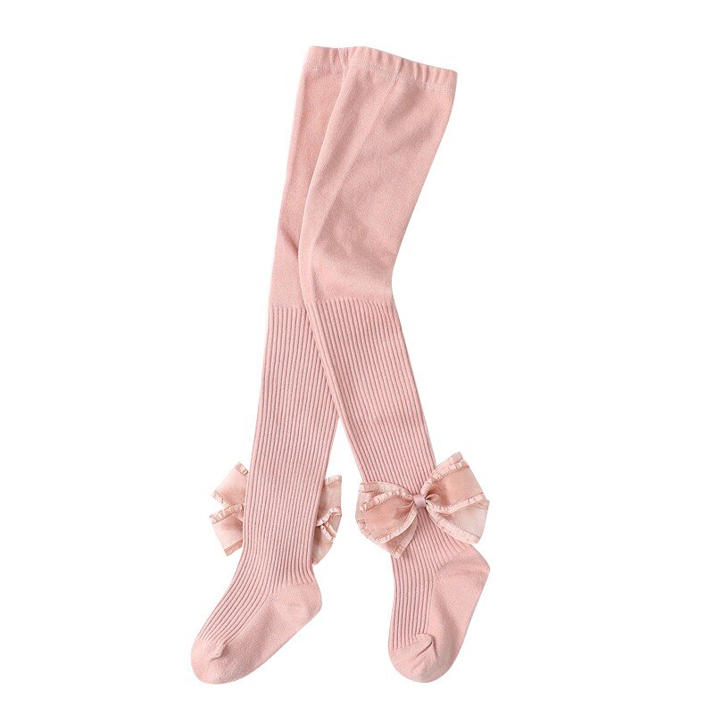 Baby Meisjes Gebreide Katoenen Leuke Boog Panty Baby Leggings Meisjes Dans Broek O: PINK / 6m