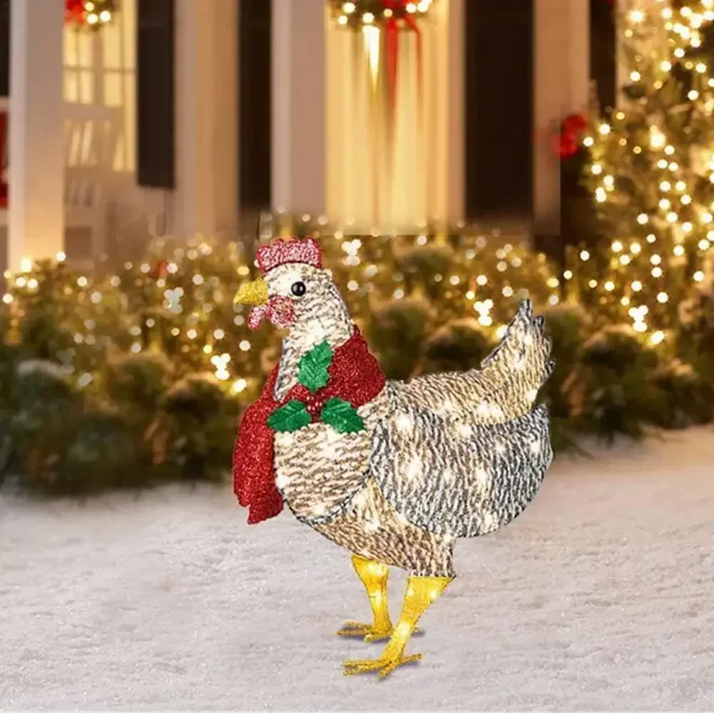 Hof Weihnachten LED Nacht Lichter Außerhalb Garten Dekoration Ornamente Huhn Huhn Leuchtende Pastorale Hühner Lampen