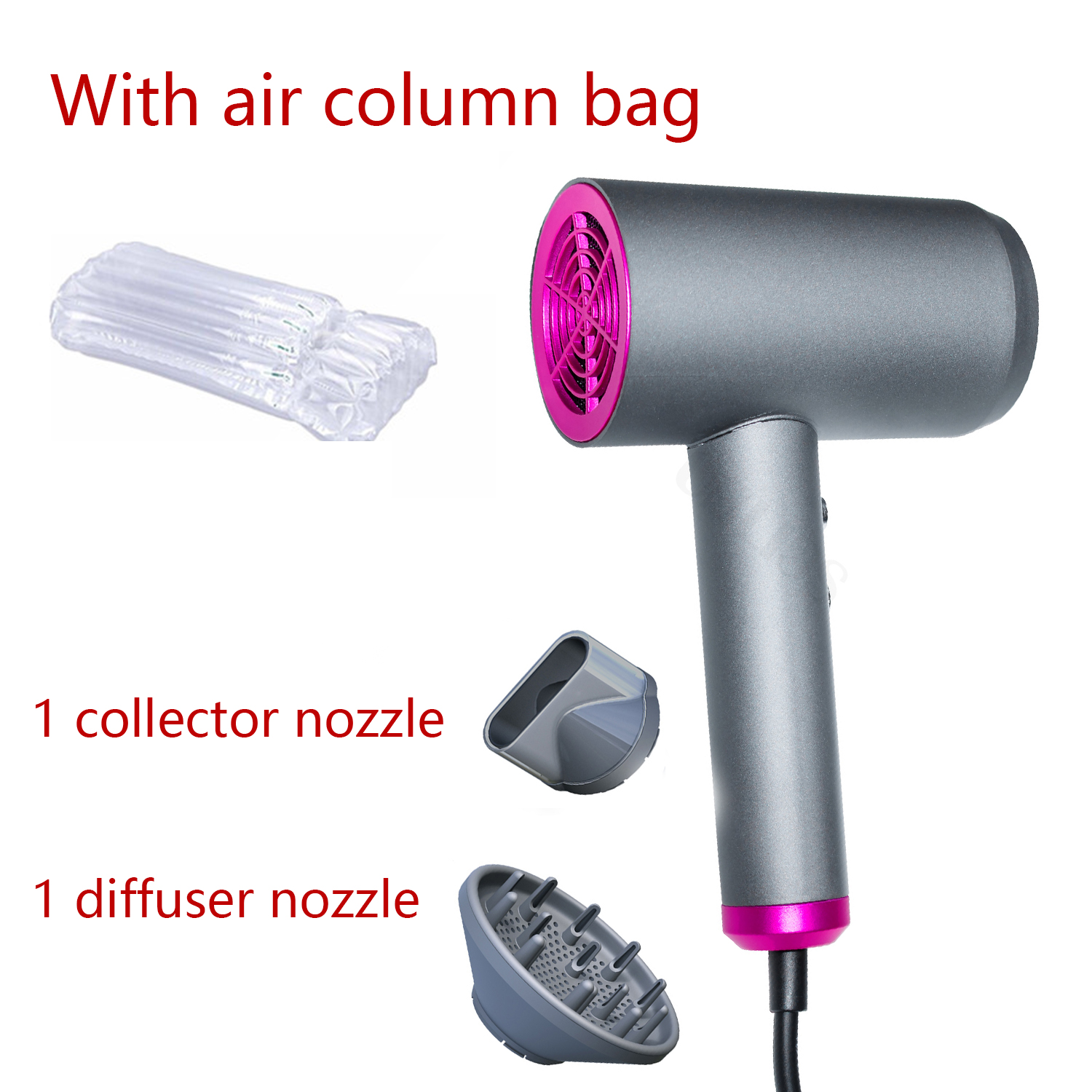 Negative Ion Hair Dryer Salon Ionic Blow Dryer with Diffuser &amp; Concentrator Ceramic Powerful Fast Drying Hairdryers: UK Plug / Dryer no box