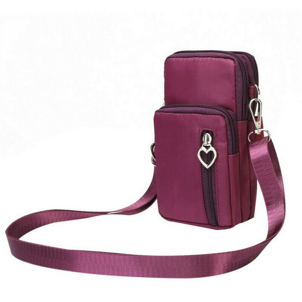 Mulher cruz-corpo celular bolsa de ombro bolsa caso cinto bolsa carteira: ROXO