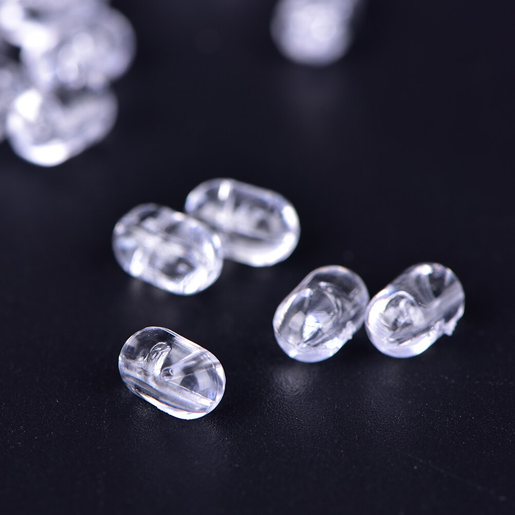 100 stk/parti 5*8mm fiskeplast gennemsigtige klare ovale perler dobbelt perlebor krydsperler