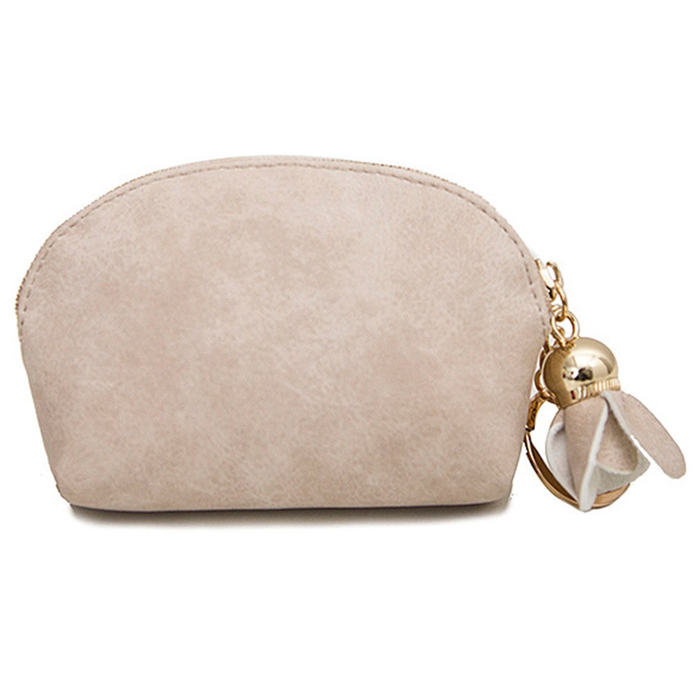 Nøkkelorganisator lommebok dame pu skinn mini lommebok zip mynt veske kort nøkkelholder etui veske carteira feminina: Beige
