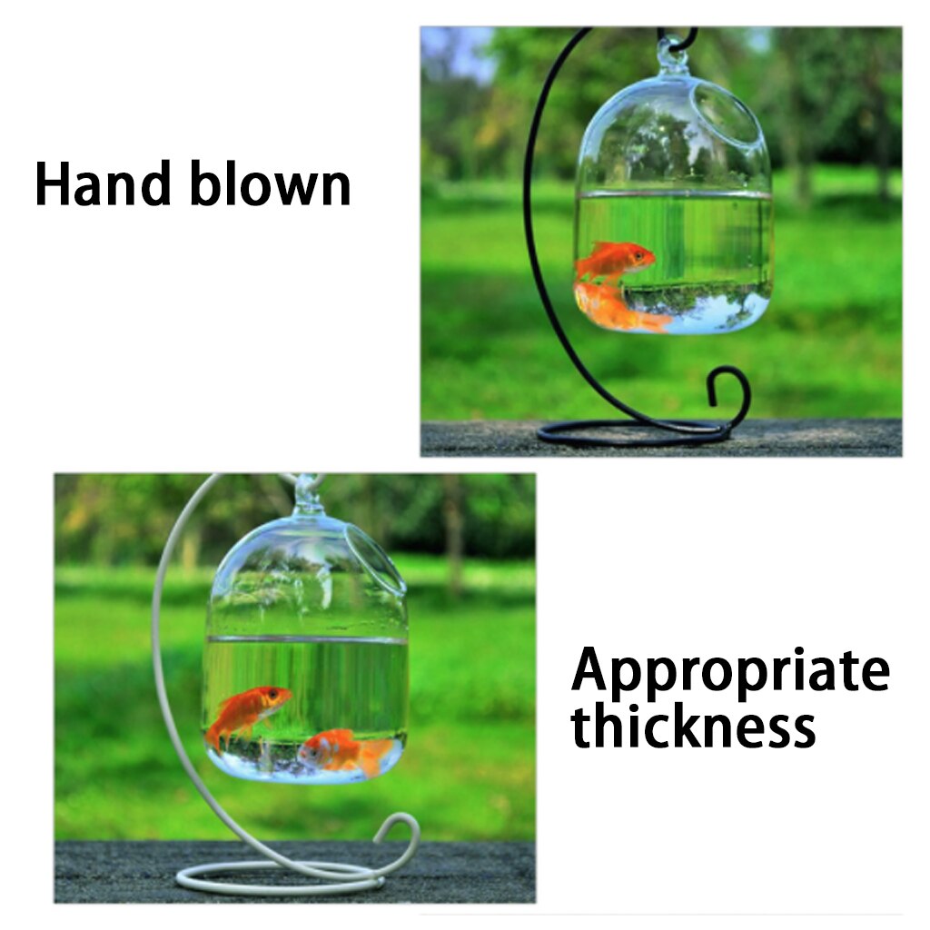 Hängande glas akvarium akvarium fisk skål genomskinlig guldfisk tank växt blomvas flaska för hem skrivbordsinredning