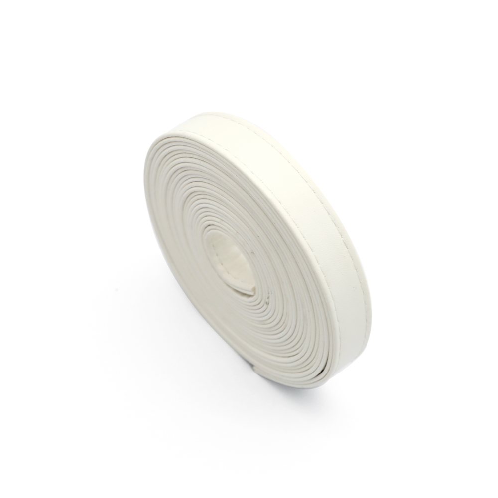 Correa trenzada de piel sintética para mochila, cordón de cuero PU plano, cuerda para bolso, collar, fabricación de pulseras, 15mm, 2 metros: Beige