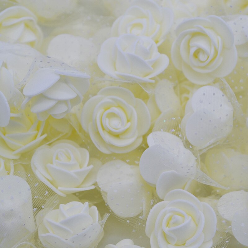 Mini roses en mousse de polyéthylène, 3.5cm, 50 fleurs/lot, têtes de fleurs artificielles, pour décorer un mariage, à la maison, pour l'artisanat
