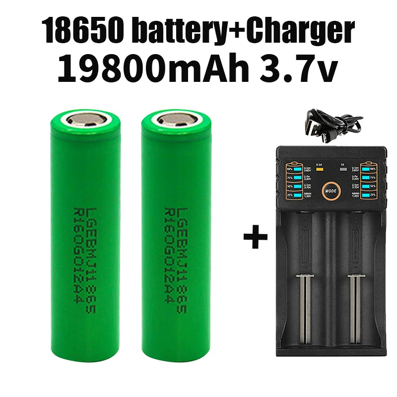 Original 18650 Battery 3.7V 19800mAh Discharge 18650 Li-ion Battery 3.7v Rechargable Battery for Flashlight: WHITE