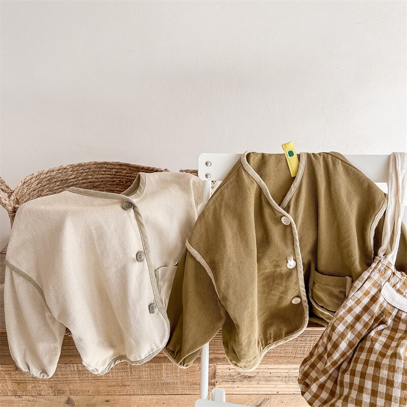 MILANCEL 2022 Spring New Kids Coat Girls Cardigan solido manica lunga ragazzi vestito in cotone lavato