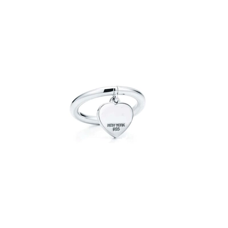 Anillo de plata esterlina en forma de corazón femenino, anillo de bodas, 925 plata esterlina, estilo clásico, romance, regalos d: 9 / Silver