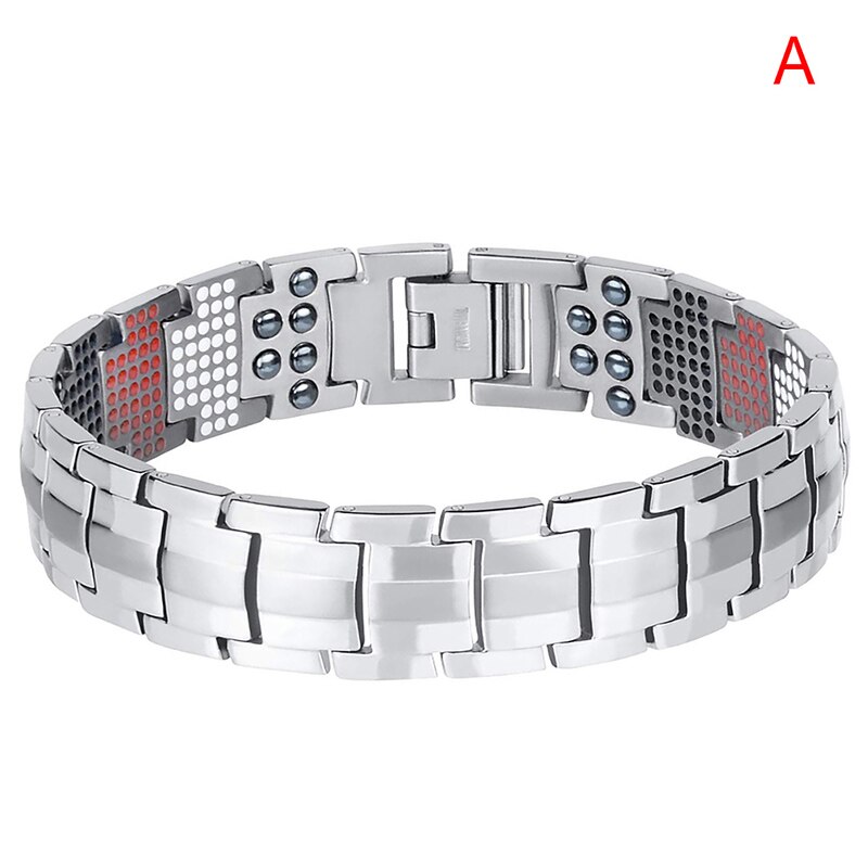 Newly Electroplated black 4-IN-1 Anion Magnetic Bracelet 591 Elements Titanium Men Bracelets