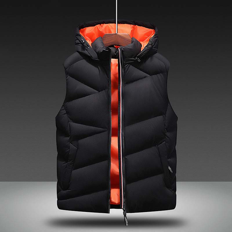 FALIZA Neue Winter Herren Weste Ärmellose Jacken männer warm Unten Weste Homme lässig Dicke Weste Chalecos Para hombre 8XL MJ119: Schwarz / L