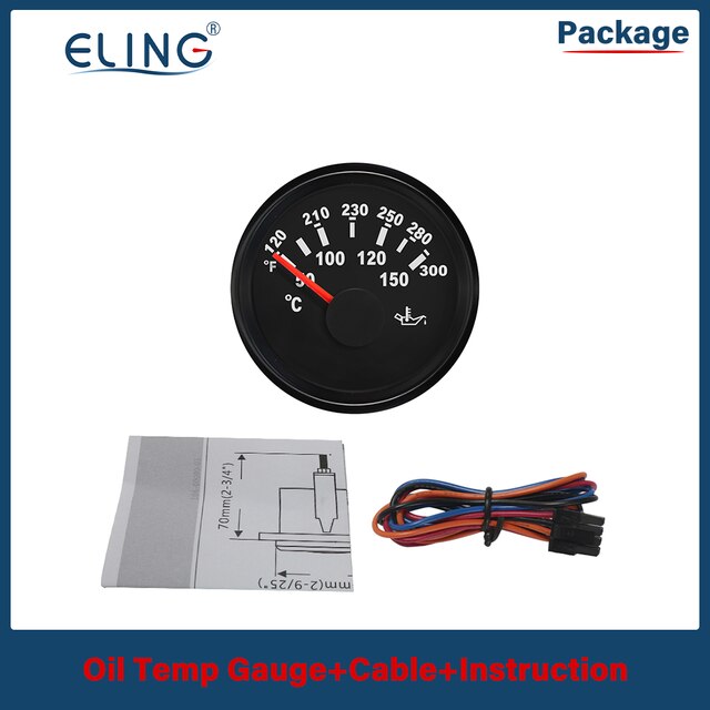 52mm Oil Temperature Gauge – 100-300°F – 7-Color LED With 1/8 NPT Sensor
