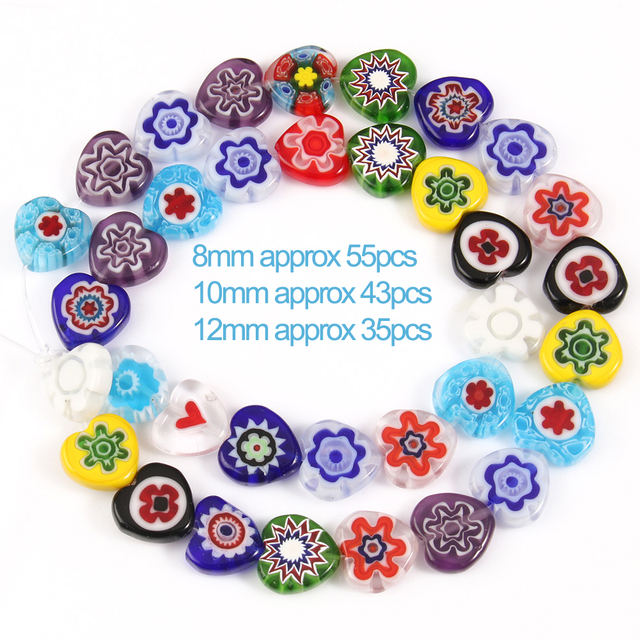 Cuentas de cristal de Murano de flor Millefiori cuadradas mezcladas a la para hacer joyería, collar, pulsera, accesorios DIY 6 8 10mm: Naranja