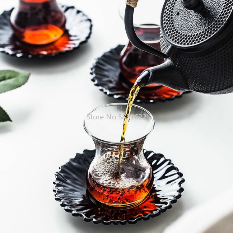 Nordisk lys luksus kalkun svart tekrus brettsett kafé glass tekopp espresso kaffekopp tallerkensett tumbler