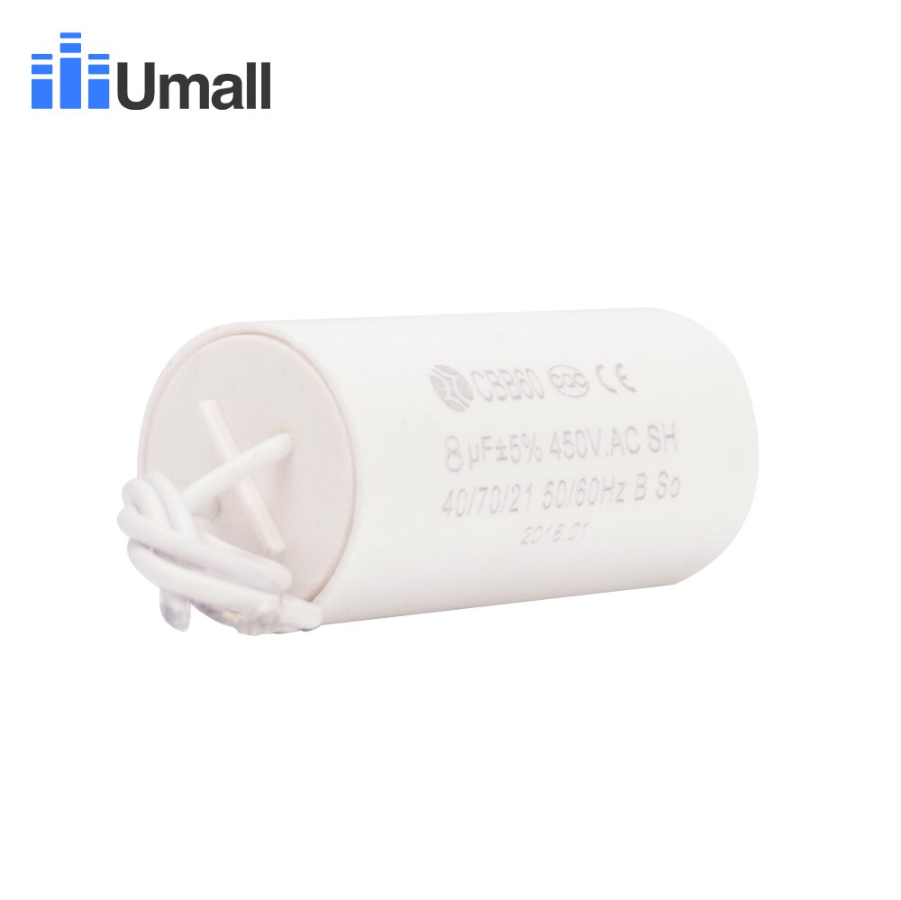 CBB60 450V 8uF running two wires run start motor capacitor for electric machine