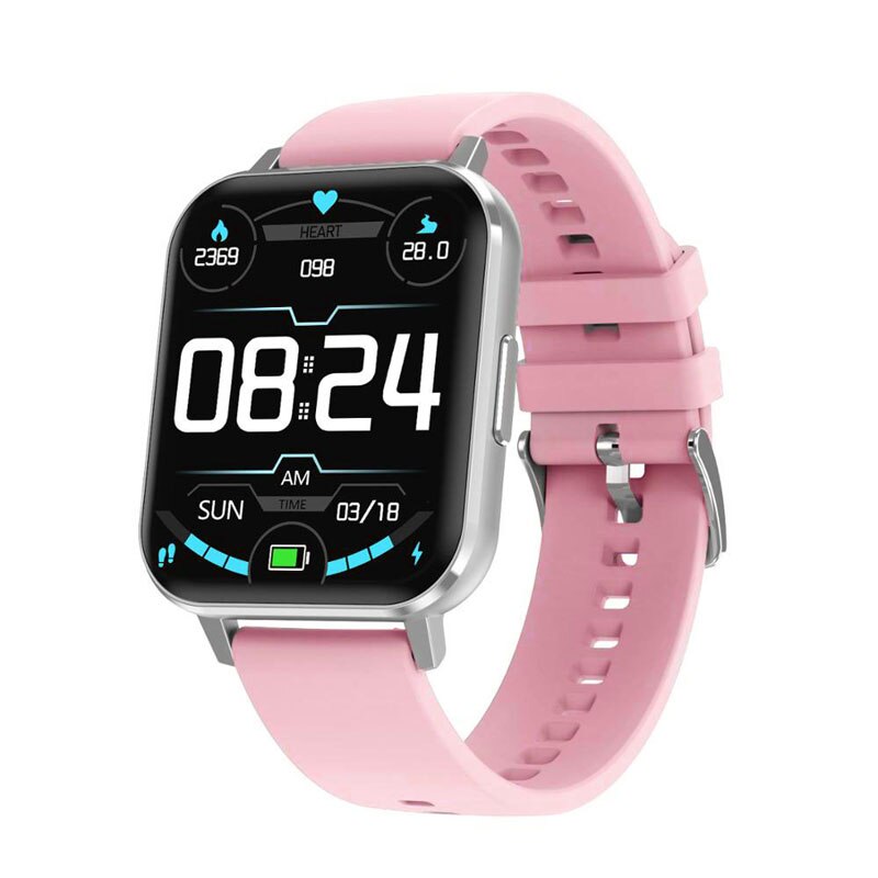 Ecg Slimme Horloge Mannen Hd Groot Scherm 24 Uur Hartslag Monitoring IP68 Waterdichte Vrouwen Smartwatch Voor Android ios: silver pink Silicone