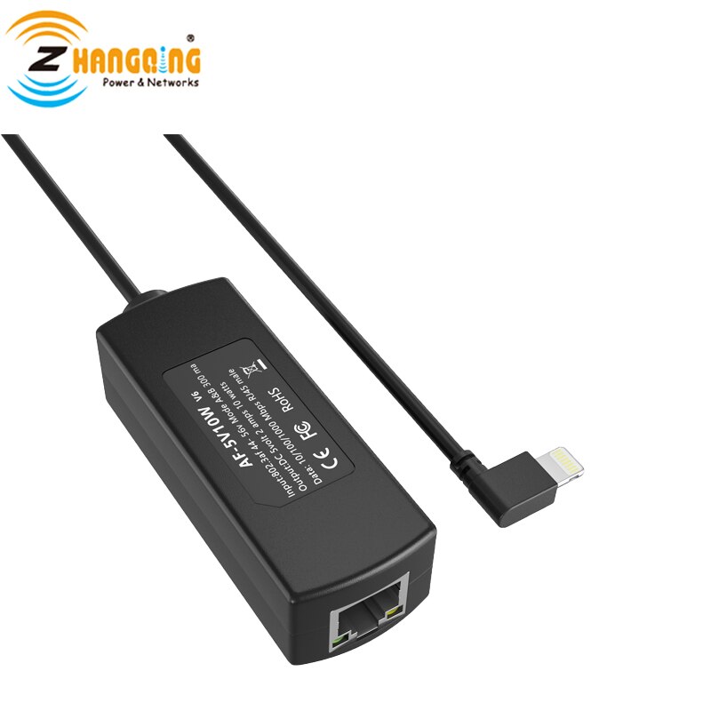 PoE Lightning Adapter 5V Charger Ethernet 802.3af power for Mounted Tablets and IPAD lightning Phone devices Power Only