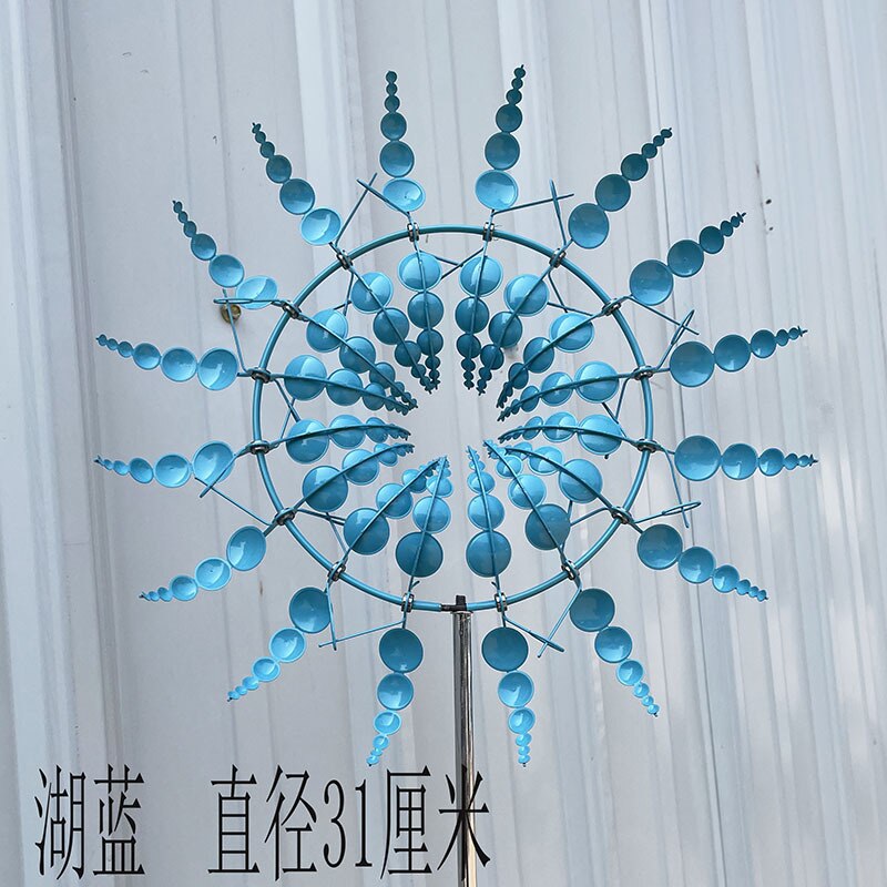 Metal Windmill Wind Chime Outdoor Metal Windmill Nine Bone Windmill Home Yard Patio Lawn Garden Decoration Supplies: F