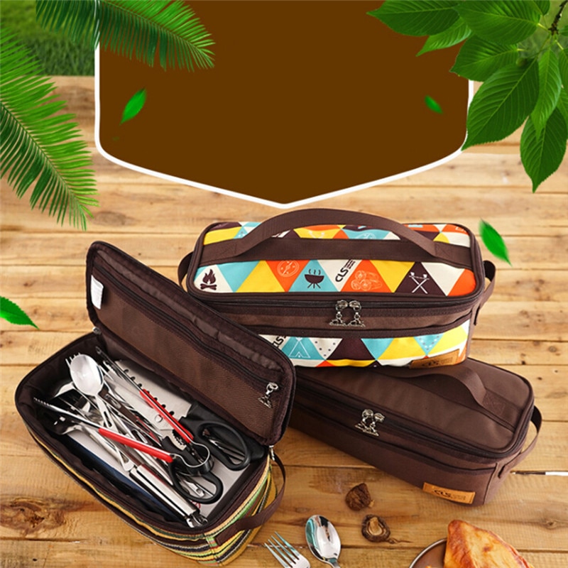 Sac de rangement pour ustensiles de cuisine de camping en plein air, barbecue, vaisselle, voyage, cosmétiques, trousse de toilette portable, organisateur de placard, bagages, sacs ziplock