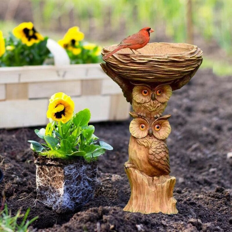 Plateau de bain et mangeoire pour oiseaux, piédestal, oiseau de jardin, plateau de bain en plein air, disque de hibou