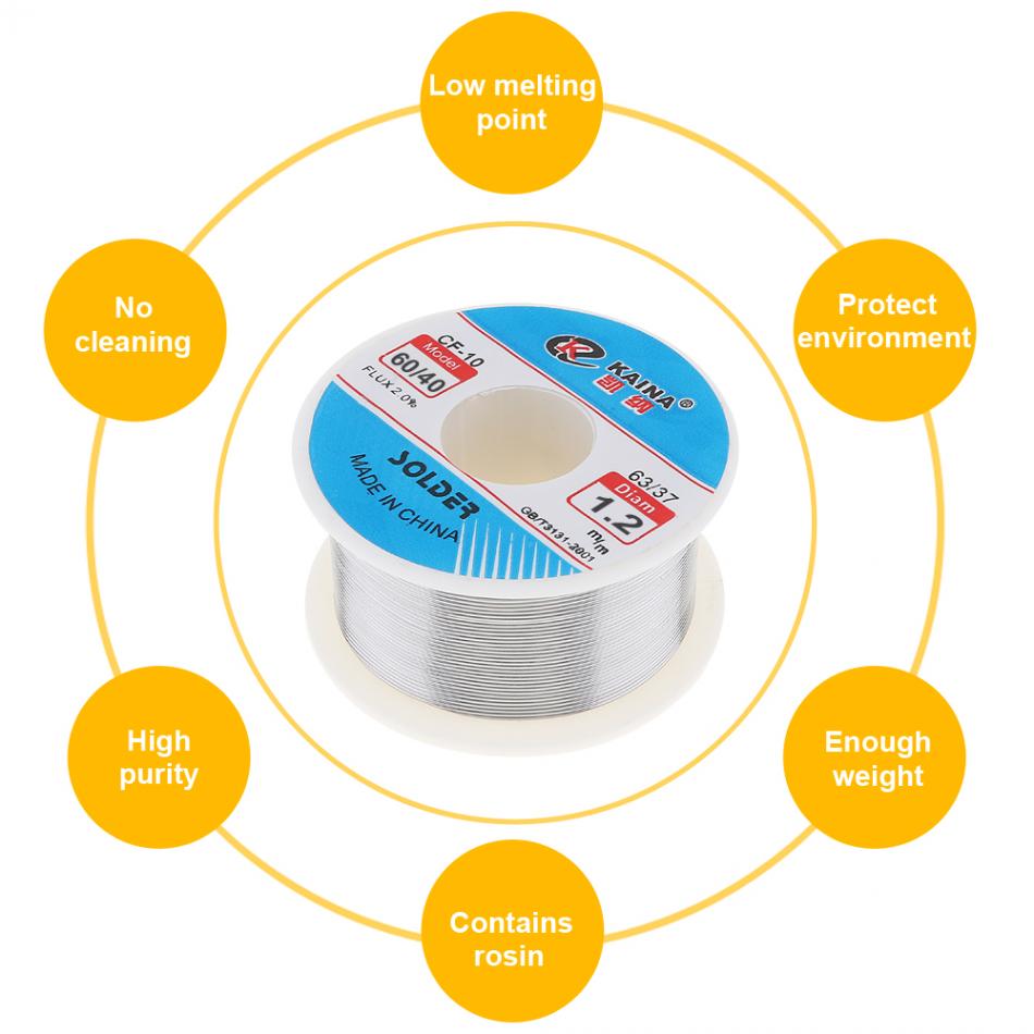 60/40 fil de soudure étain 0.6/0.8/1.0/1.2/1.5/2.0mm 100g plomb rouleau propre colophane soudure noyau fil à souder 2% Flux