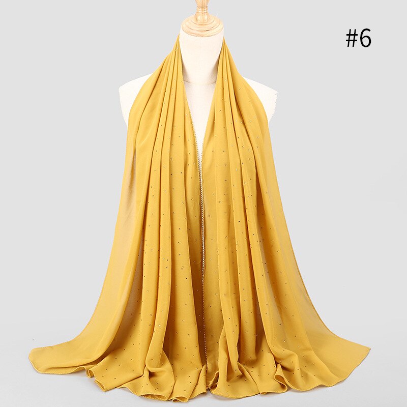 75*180 cm zomer moslim chiffon hijab sjaal kralen hoofddoek islamitische lange hoofd sjaals foulard femme musulman: 6