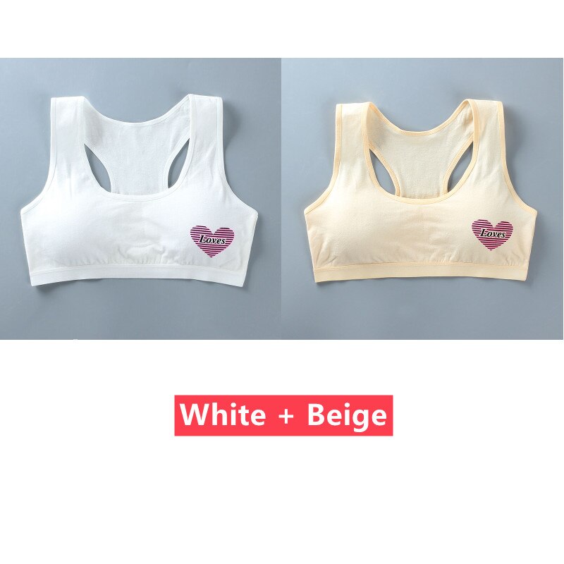 2PC Bras for Teen Girls Training Bras 14 Years Kids Soft Underwear Girls Breathable Children Cotton Sports Bras: fubai